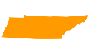 An orange graphic of the state of Tennessee